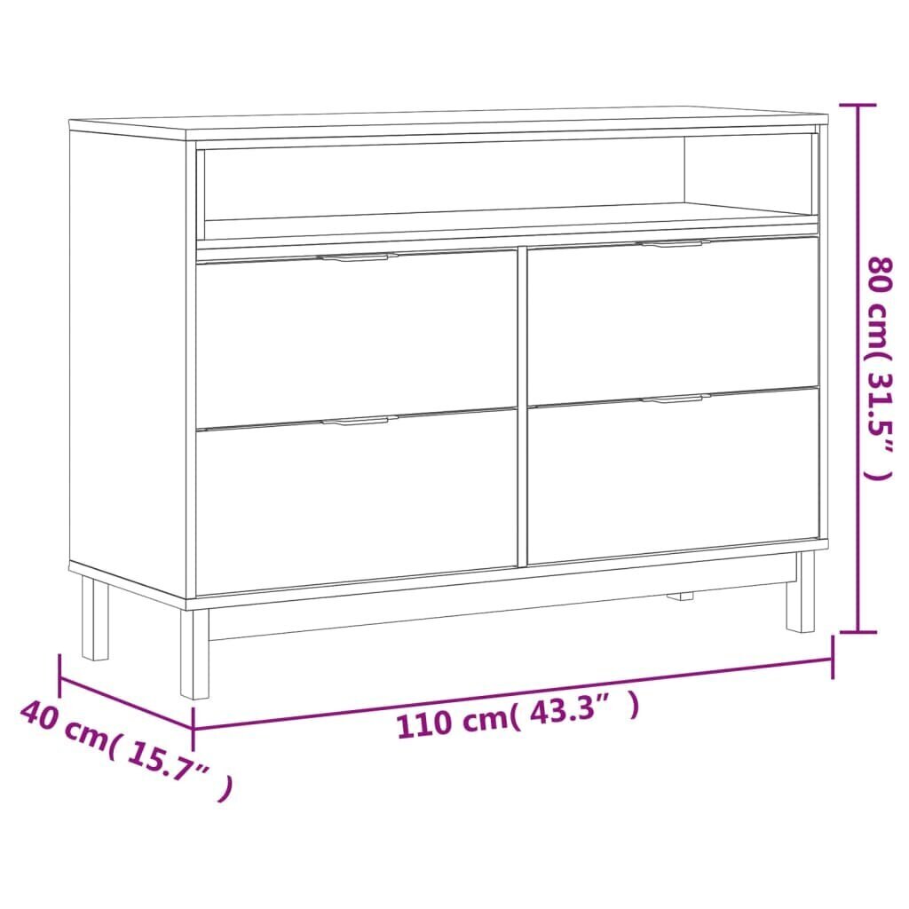 vidaXL FLAM Lipasto 110x40x80 cm massiivi mänty hinta ja tiedot | Lipastot | hobbyhall.fi