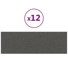 vidaXL Seinäpaneelit 12 kpl Tummanharmaa 90x30 cm Kangas 3,24 m² hinta ja tiedot | Sisustuspaneelit | hobbyhall.fi