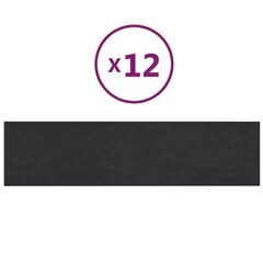 vidaXL Seinäpaneelit 12 kpl Musta 60x15 cm Velvet 1,08 m² hinta ja tiedot | Sisustuspaneelit | hobbyhall.fi