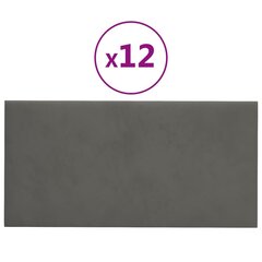 vidaXL Seinäpaneelit 12 kpl, sametti, tummanharmaa, 30x15 cm, 0,54 m² hinta ja tiedot | Sisustuspaneelit | hobbyhall.fi