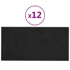 vidaXL Seinäpaneelit 12 kpl Musta 30x15 cm Velvet 0,54 m² hinta ja tiedot | Sisustuspaneelit | hobbyhall.fi