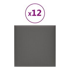 vidaXL Seinäpaneelit 12 kpl Harmaa 30x30 cm Keinonahka hinta ja tiedot | Sisustuspaneelit | hobbyhall.fi