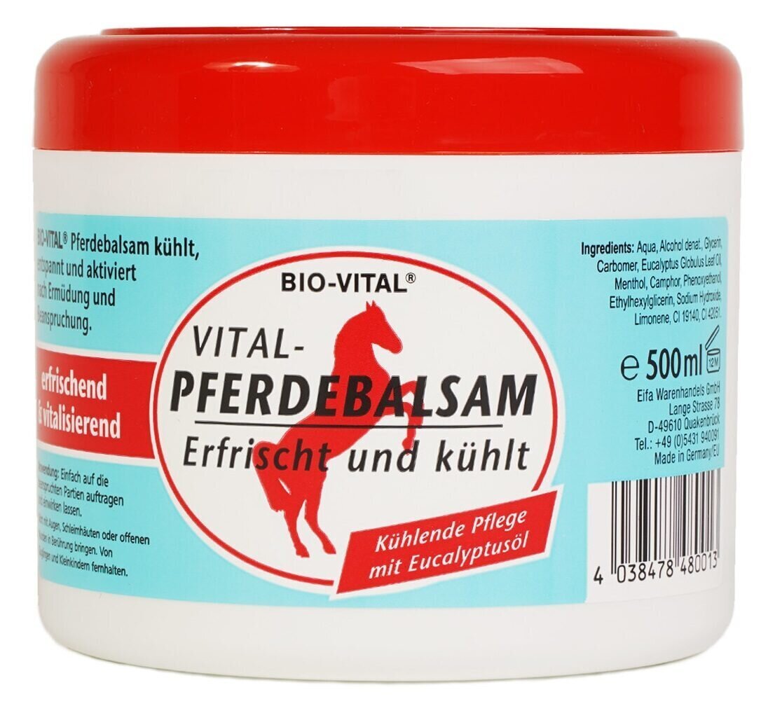 BIO-VITAL® HORSE balsami, sis. eukalyptusöljyä hinta ja tiedot | Vartalovoiteet ja -emulsiot | hobbyhall.fi