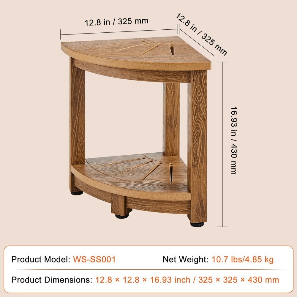 Kulmainen suihkutuoli Vevor, 158 kg, 32x32x43 cm hinta ja tiedot | Kylpyhuoneen sisustus | hobbyhall.fi