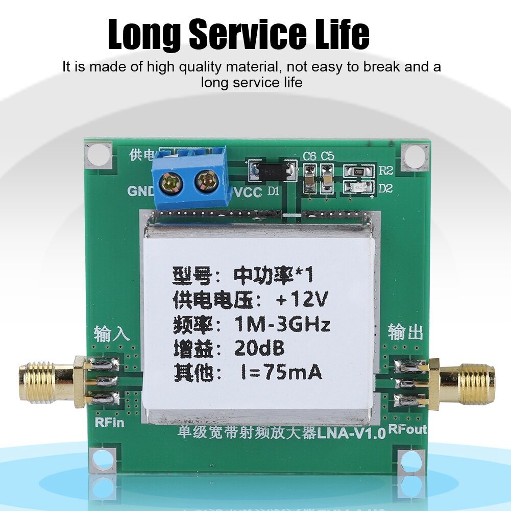 Matalakohinainen LNA RF -laajakaistavahvistinmoduulin signaali Vahvistaa 1-3000MHz 2,4GHz 20dB HF VHF/UH hinta ja tiedot | Kuulokkeet | hobbyhall.fi