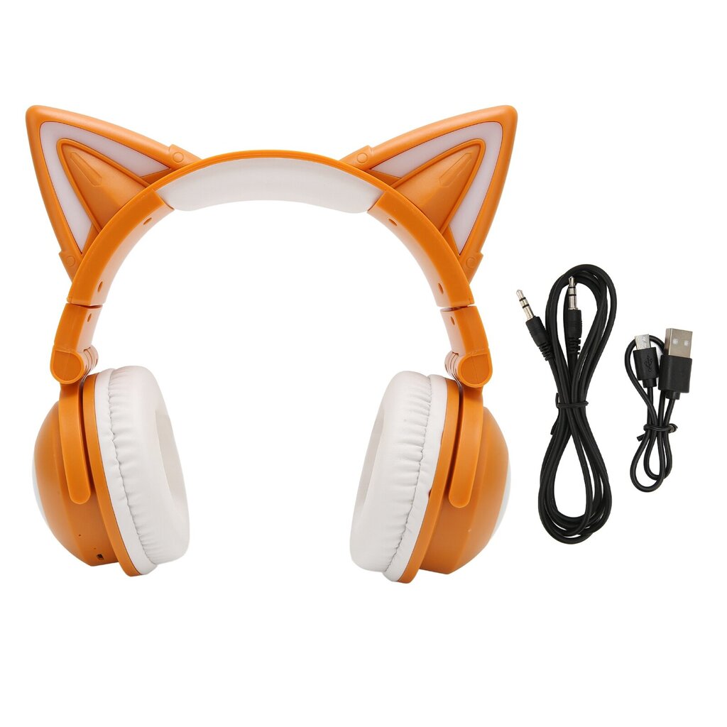 Cat Ear Bluetooth Headset Stereo Söpö, erittäin herkkä sisäänrakennettu mikrofoni Säädettävä LED-kuuloke lapsille 3,5 mm:n kaapelilla keltainen hinta ja tiedot | Kuulokkeet | hobbyhall.fi