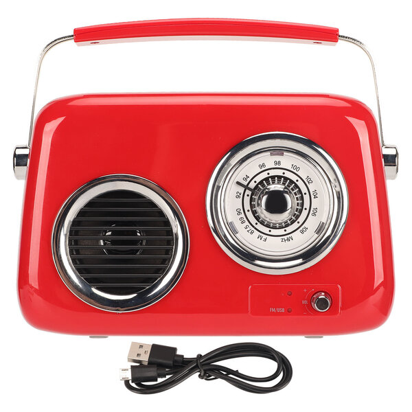 Retro Radio Bluetooth Kaiutin Kannettava Kädessä pidettävä HiFi Stereo Ääni Söpö vanhanaikainen radiokaiutin juhliin Outdoor Red