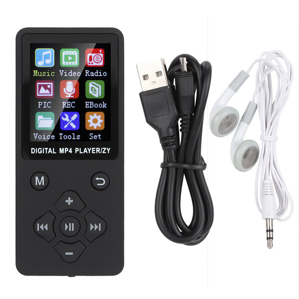 T1 Music MP3 MP4-soitin Bluetooth-tuki 32G Muistikortti Ristimuotoiset painikkeet Musta