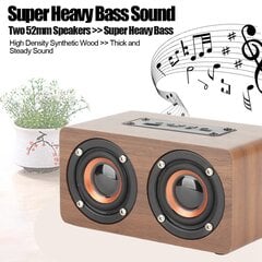 Puu Bluetooth Kaiutin Subwoofer FM Radio HiFi Musiikki Kello Hälytys Stereo Subwoofer ? Ruskea vilja hinta ja tiedot | Kuulokkeet | hobbyhall.fi