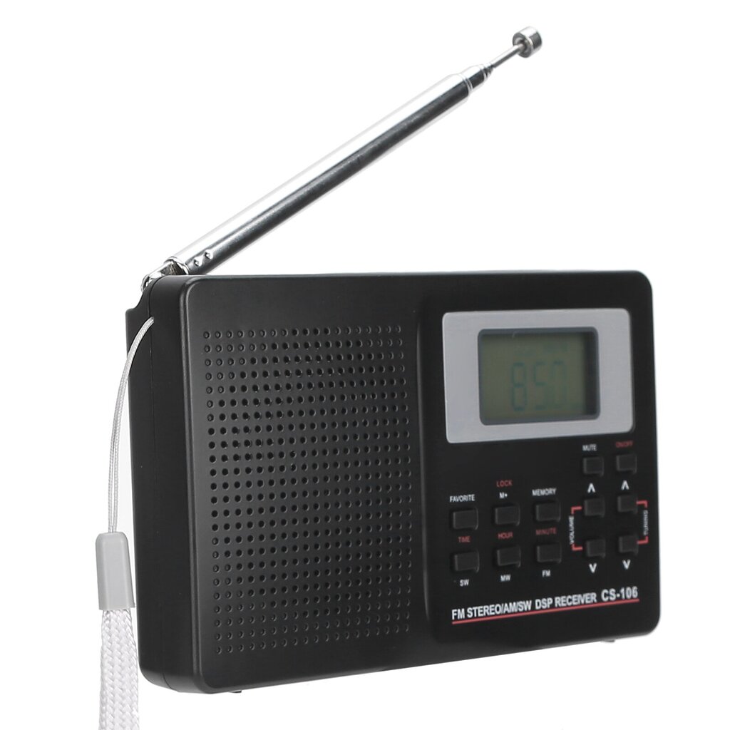 CS?106 Full Band Radio Mini FM/AM/SW/MW vastaanotin digitaalisella kellokuulokkeella hinta ja tiedot | Kelloradiot ja herätyskellot | hobbyhall.fi