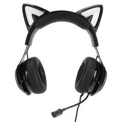 Pelikuulokkeet 8 värillistä valotehostetta 3 äänitilaa 3,5 mm USB Cat Ear PC pelikuulokkeet mustat hinta ja tiedot | Kuulokkeet | hobbyhall.fi