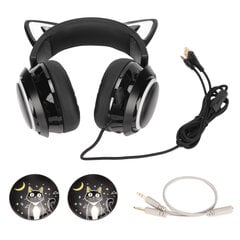 Pelikuulokkeet 8 värillistä valotehostetta 3 äänitilaa 3,5 mm USB Cat Ear PC pelikuulokkeet mustat hinta ja tiedot | Kuulokkeet | hobbyhall.fi