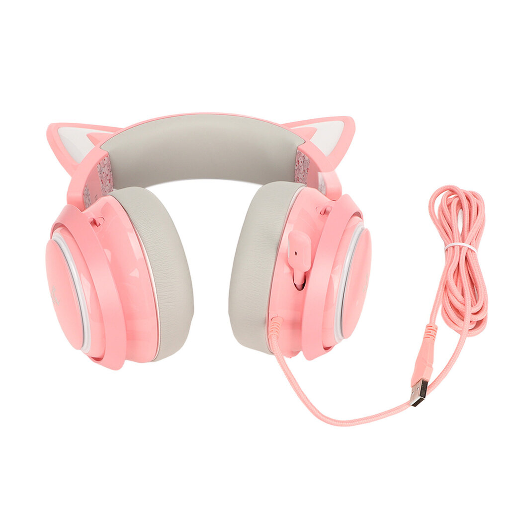 SOMIC pelikuulokkeet Cat Ear PC pelikuulokkeet 7.1 USB Luminous sisäänvedettävä mikrofoni Pink hinta ja tiedot | Kuulokkeet | hobbyhall.fi