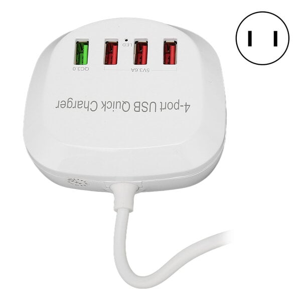 4-porttinen USB-laturiasema 36 W QC3.0 pikalaturi matkapuhelimen tabletille 110?240VUS Plug