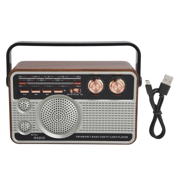 FM/AM/SW-radio Kannettava Bluetooth-ladattava USB-kaiutin U-levylle/muistikortille