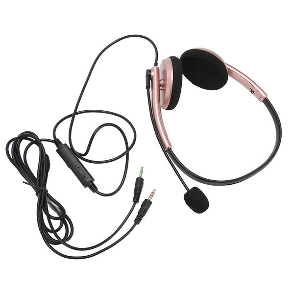 Call Center Headset Monitoiminen tyylikäs melua vaimentava HD-puhelun kuulosuojaimet puhelinkuulokkeet Rose Gold Dual 3,5 mm