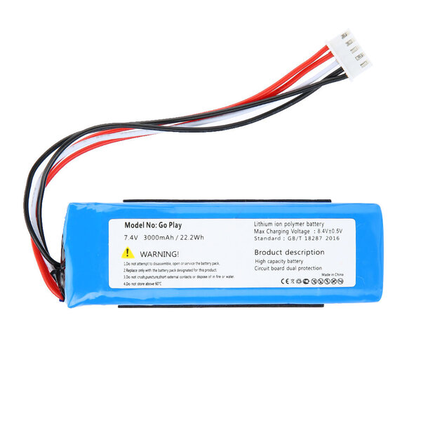 7,4 V 3000 mAh / 22,22 Wh vaihtoladattava litiumakku Kardon Go Play -kaiuttimelle