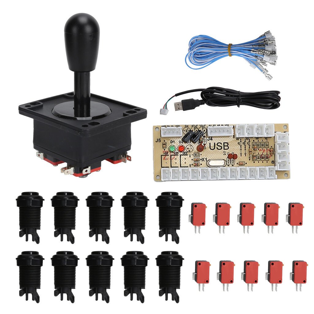 Arcade Game DIY Kits Joystick-tarvikkeet USB Enkooderin sovittimella PC GameBlackille hinta ja tiedot | Pelikonsolitarvikkeet | hobbyhall.fi