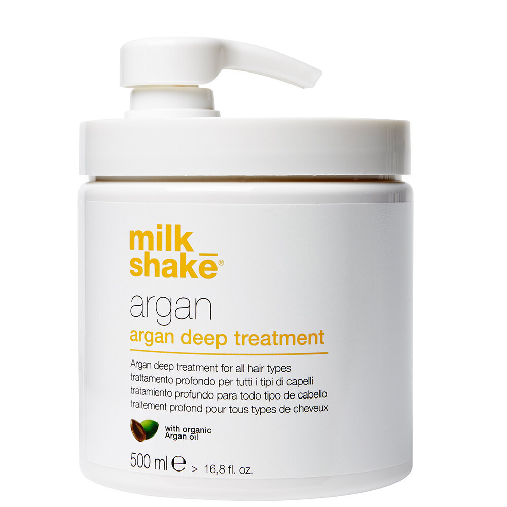 MILK SHAKE - ARGAN DEEP TREATMENT hiusnaamio arganöljyllä, 500 ml hinta ja tiedot | Hiusnaamiot, öljyt ja seerumit | hobbyhall.fi