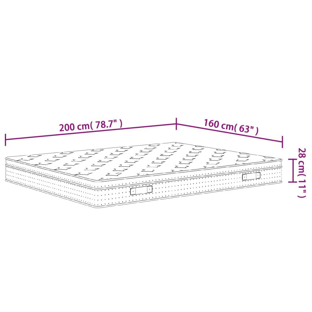 vidaXL Taskupatja, medium plus kovuus, 160x200 cm hinta ja tiedot | Patjat | hobbyhall.fi