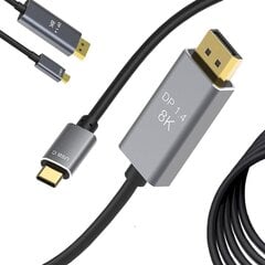 Kaapeli DisplayPort 1.4 - USB Type-C 1,8 metrin päässä Perfee hinta ja tiedot | Kaapelit ja adapterit | hobbyhall.fi