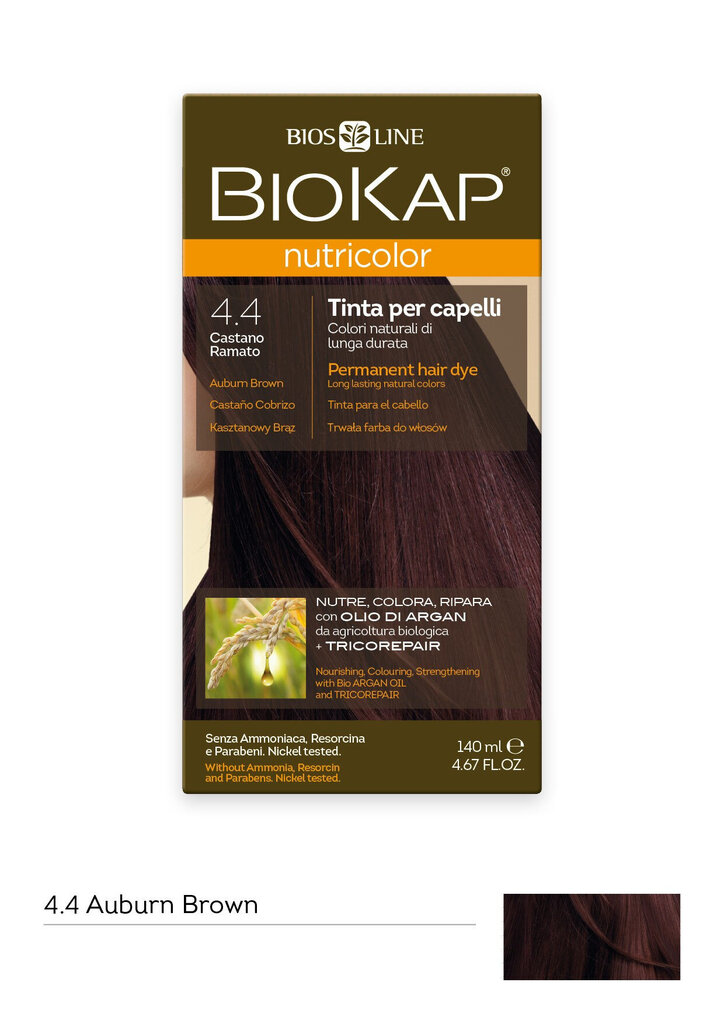 Hiusväri Biokap Nutricolor No. 4.4 Auburn Brown Dye 140 ml hinta ja tiedot | Hiusvärit | hobbyhall.fi