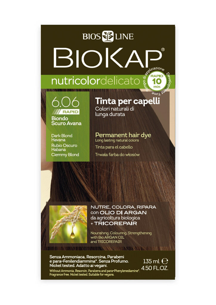 Hiusväri Biosline Biokap Nutricolor Delicato Rapid 6.06 hinta ja tiedot | Hiusvärit | hobbyhall.fi