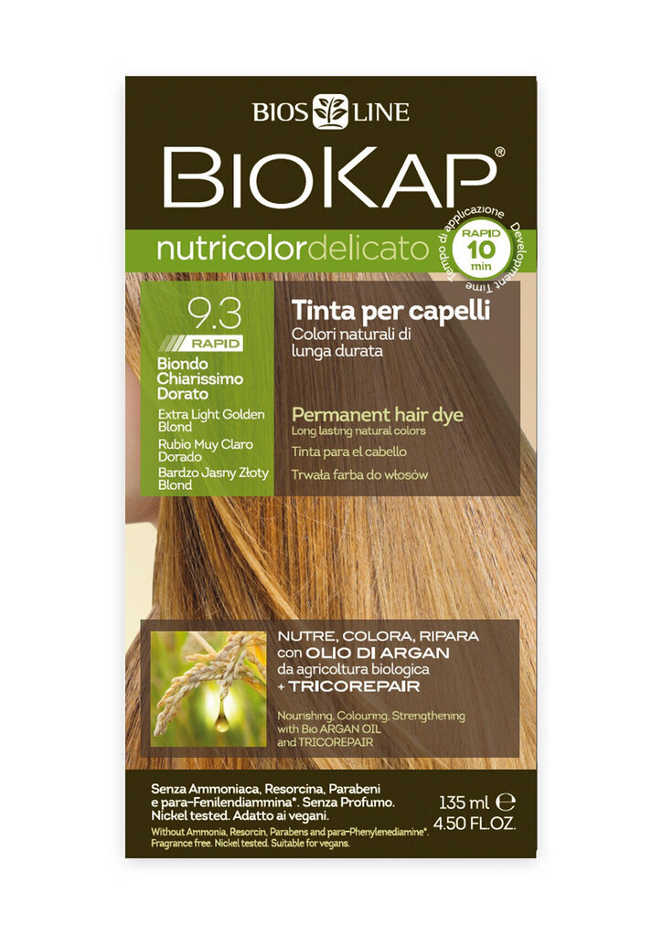 Hiusväri Biosline Biokap Nutricolor Delicato Rapid 9.3 hinta ja tiedot | Hiusvärit | hobbyhall.fi