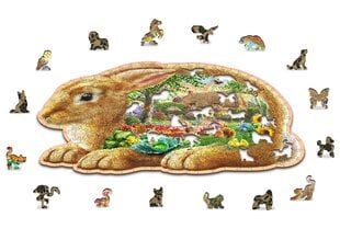 Puinen palapeli ainutlaatuisilla elementeillä "Garden Bunny" Wooden Puzzle 250 pcs / Wooden.city hinta ja tiedot | Palapelit | hobbyhall.fi