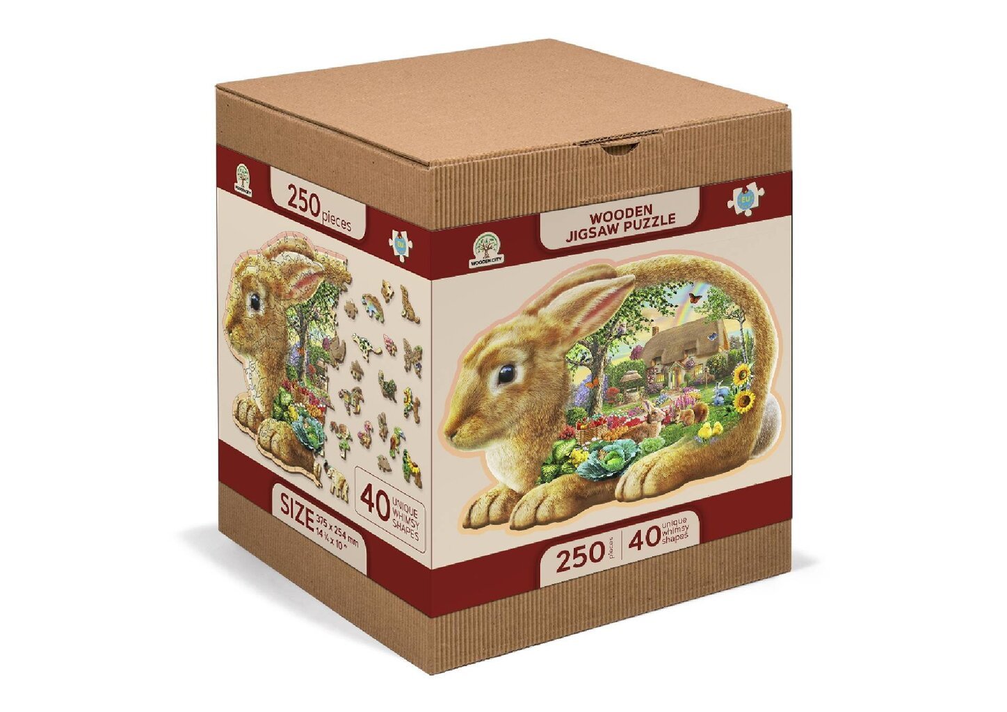 Puinen palapeli ainutlaatuisilla elementeillä "Garden Bunny" Wooden Puzzle 250 pcs / Wooden.city hinta ja tiedot | Palapelit | hobbyhall.fi