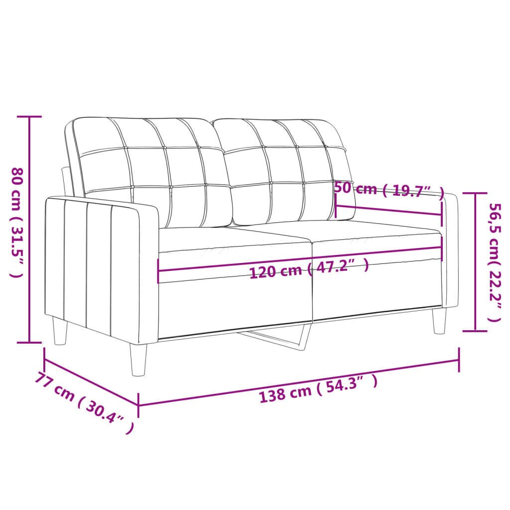 vidaXL 2-istuttava sohva, viininpunainen, 120 cm hinta ja tiedot | Sohvat ja vuodesohvat | hobbyhall.fi