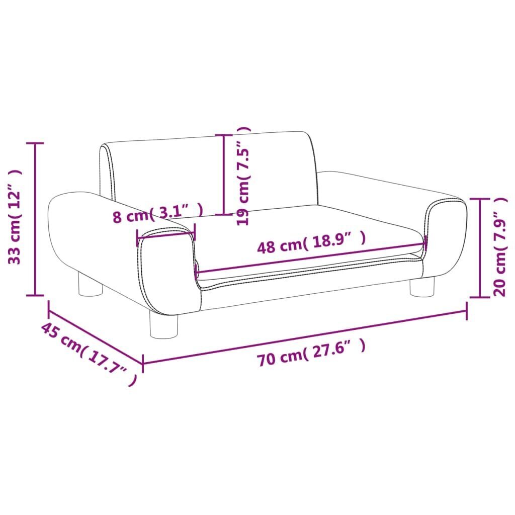 vidaXL Lasten sohva Musta 70x45x33 cm Velvet hinta ja tiedot | Lasten nojatuolit ja säkkituolit | hobbyhall.fi