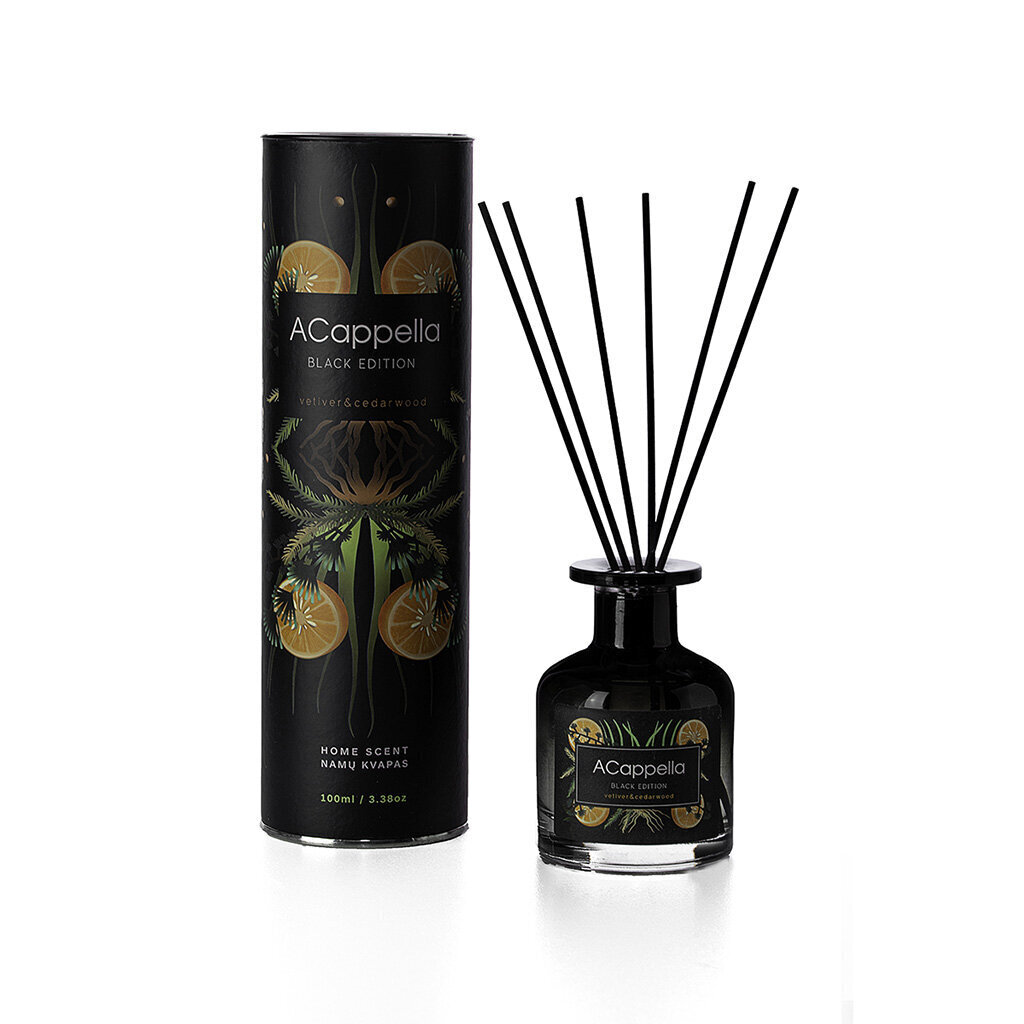 Kodin tuoksu tikuilla ACappella Black Edition Vetiver &amp; Cedarwood 100 ml hinta ja tiedot | Huonetuoksut | hobbyhall.fi