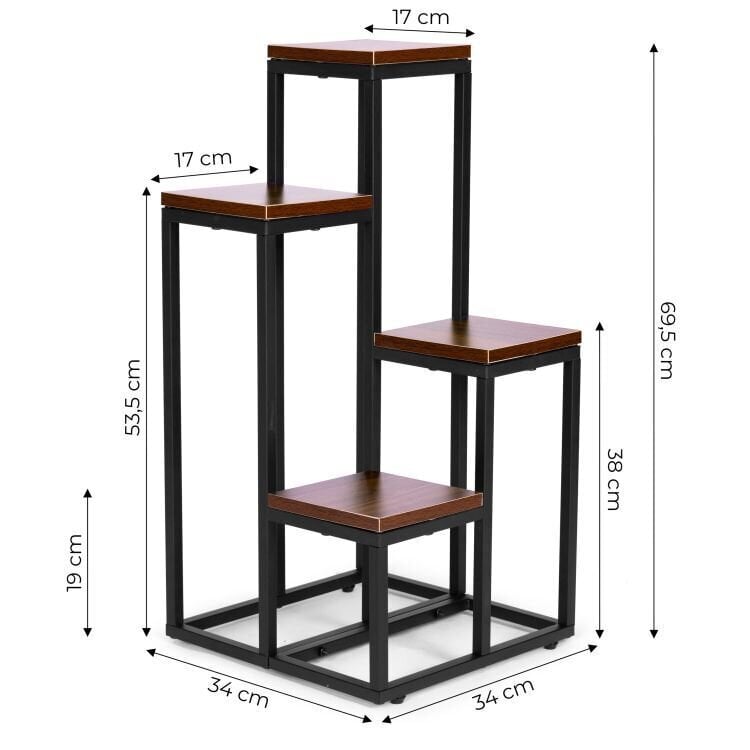 Kukkateline Kukkahyllykoristeet 4 hyllyä metallinen MDF tumma pähkinä moderni koti hinta ja tiedot | Kukkatelineet ja kukkapöydät | hobbyhall.fi