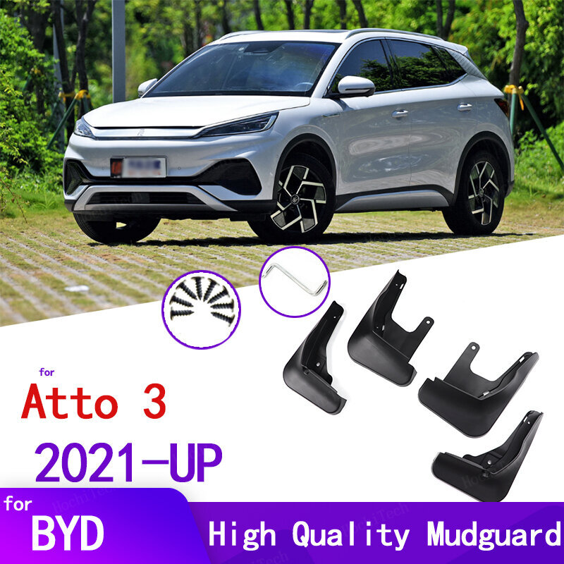 BYD Atto 3 Yuan Plus EV 2021-2024 mustat lokasuojat eteen ja taakse, 4 kpl hinta ja tiedot | Lokasuojat | hobbyhall.fi