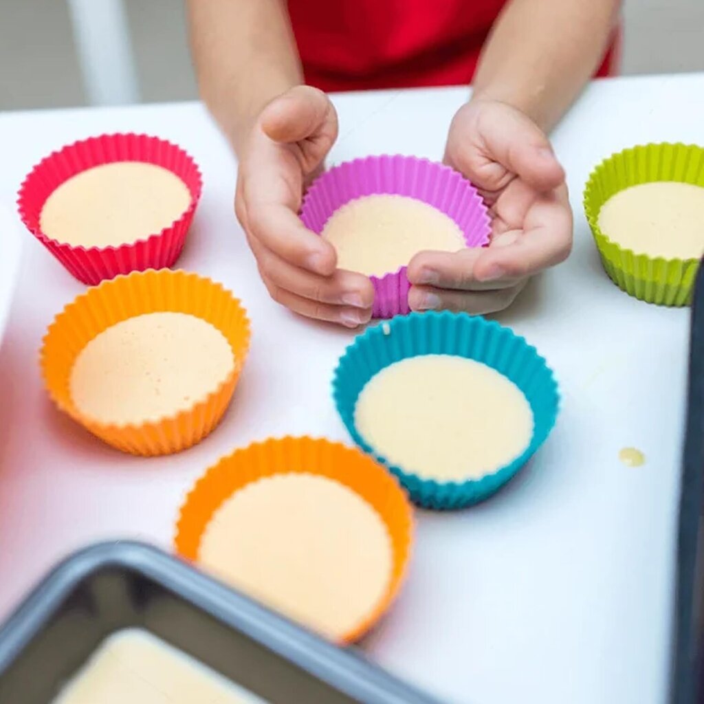 Silikoni leivontakupit pyöreät 12 Pack 2.75 tuuman kupit, uudelleenkäytettävät muffin-vuorauslevyt BPA-vapaa, tarttumaton kakku kuppimuotti setti monivärinen hinta ja tiedot | Keittiövälineet | hobbyhall.fi