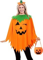 3 kpl Halloween Pumpkin -asu naisille, Pumpkin Poncho aikuisille, päänauha ja laukku, Halloween-asu naisille hinta ja tiedot | Naamiaisasut | hobbyhall.fi