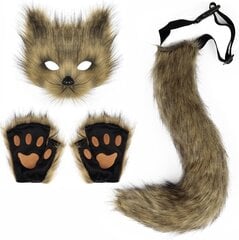 Tekoturkista Fox Tail Cat Wolf Cosplay-asusetti Pehmonaamio Pörröinen Tassu Käsineet Halloween Joulujuhla Tytöille Naisille hinta ja tiedot | Naamiaisasut | hobbyhall.fi