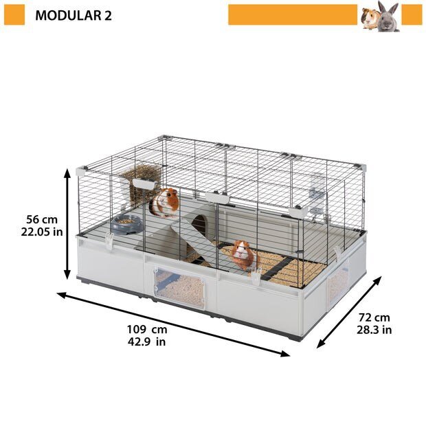 Narvas graužikams Ferplast Modular 2, 109x72x56 cm, pilkas hinta ja tiedot | Pieneläinten häkit ja tarvikkeet | hobbyhall.fi