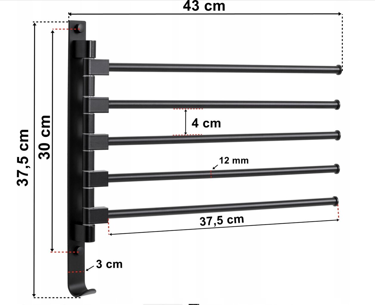 Kylpyhuoneen pyyheteline BlackHanger, 43x37.5 cm hinta ja tiedot | Kylpyhuoneen sisustus | hobbyhall.fi