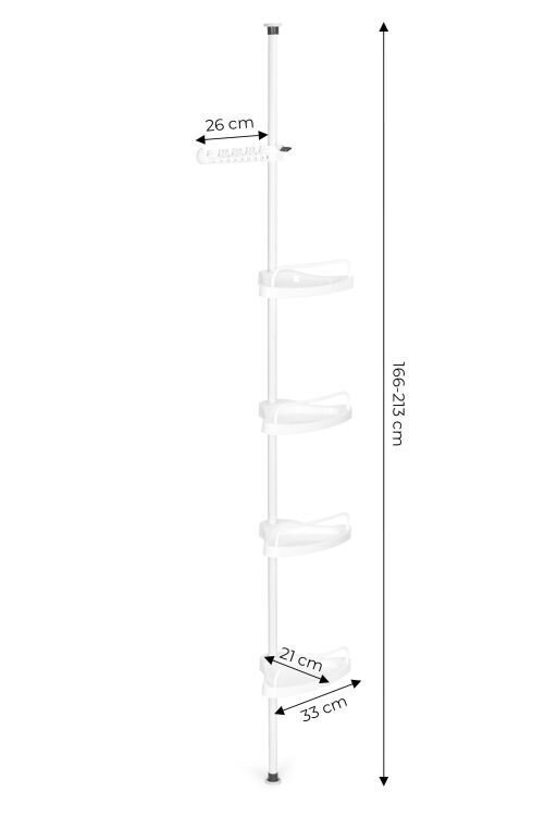 Teleskooppinen kulma kylpyhuonehylly, 4 hyllyä, ripustin Modern Home hinta ja tiedot | Kylpyhuoneen sisustus | hobbyhall.fi