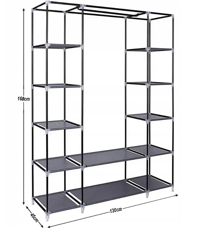 Kangasvaatekaappi Sternhoff, 130x168x45 cm, harmaa hinta ja tiedot | Kaapit | hobbyhall.fi