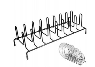 Kattilan kannen kuivausteline ruukkuille, lautasille, musta teräs, 8 paikkaa da188 hinta ja tiedot | Keittiövälineet | hobbyhall.fi