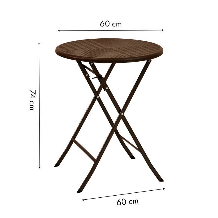 Sohvapöytä, taitettava rottinki puutarhapöytä, 60 cm Modern Home hinta ja tiedot | Sohvapöydät | hobbyhall.fi