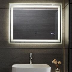 Kylpyhuoneen peili LED, 80x60 cm hinta ja tiedot | Kylpyhuonepeilit | hobbyhall.fi