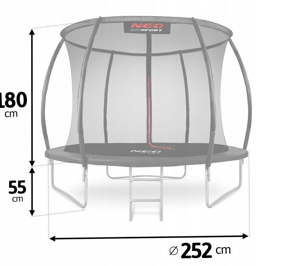 Trampoliini verkkokankaalla Neo-Sport, 252 cm hinta ja tiedot | Trampoliinit | hobbyhall.fi