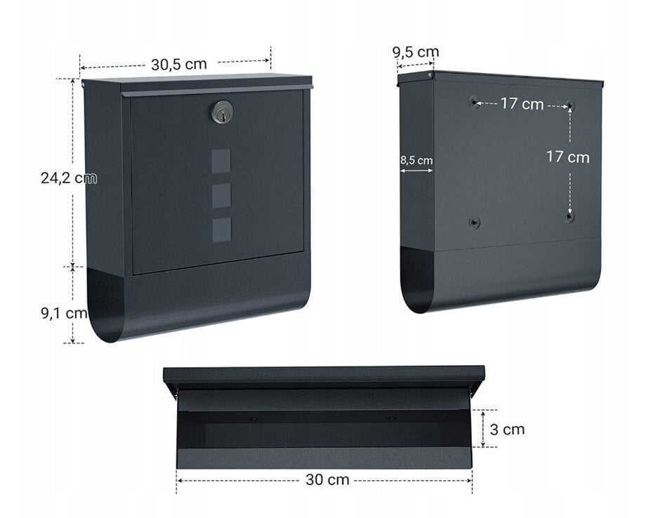 Postilaatikko sanomalehdille, musta hinta ja tiedot | Postilaatikot ja talonumerot | hobbyhall.fi