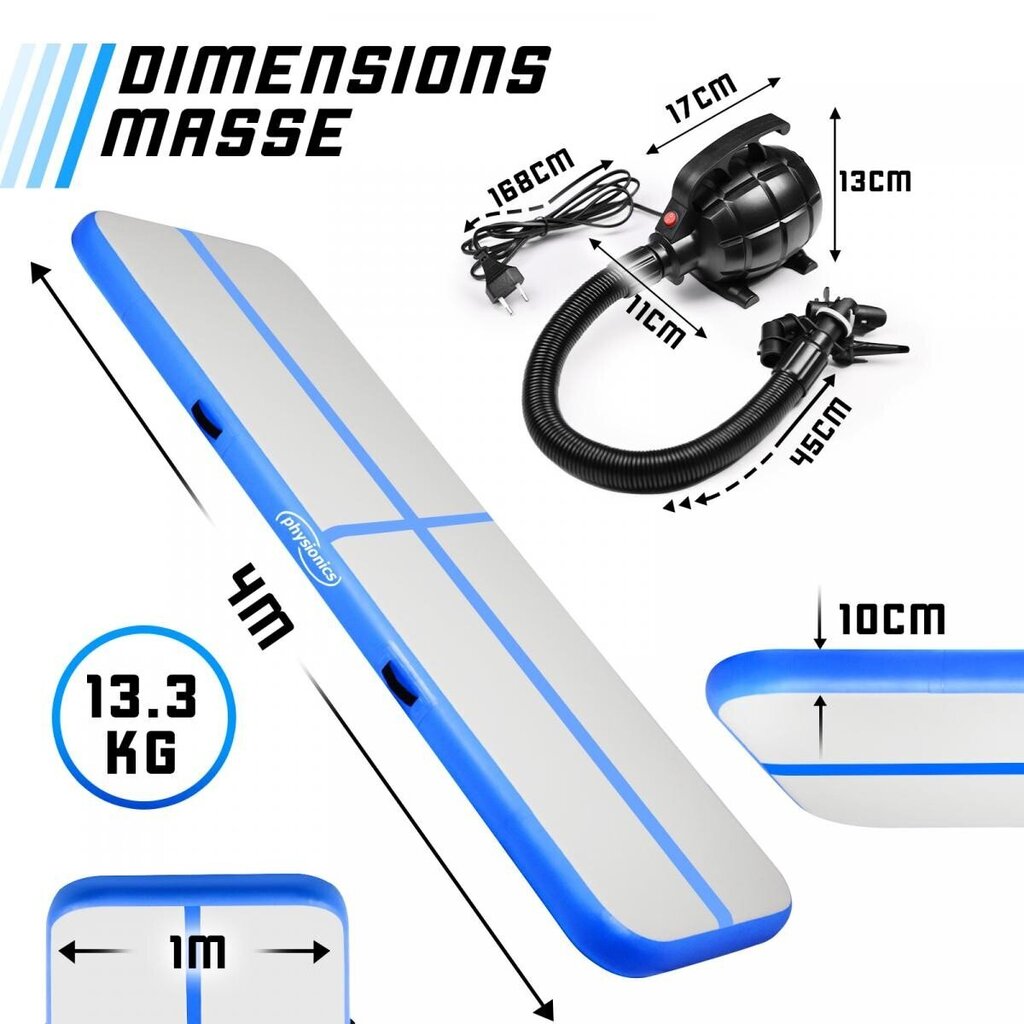 Voimistelumatto, Physionics, 400x100, sininen hinta ja tiedot | Joogamatot | hobbyhall.fi