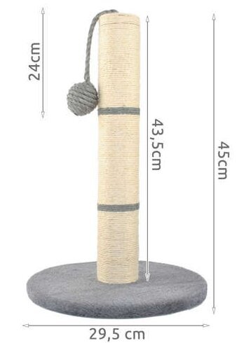 Purlov kissan raapimistolppa - harmaa pylväs, 45 cm hinta ja tiedot | Raapimispuut ja kiipeilypuut | hobbyhall.fi