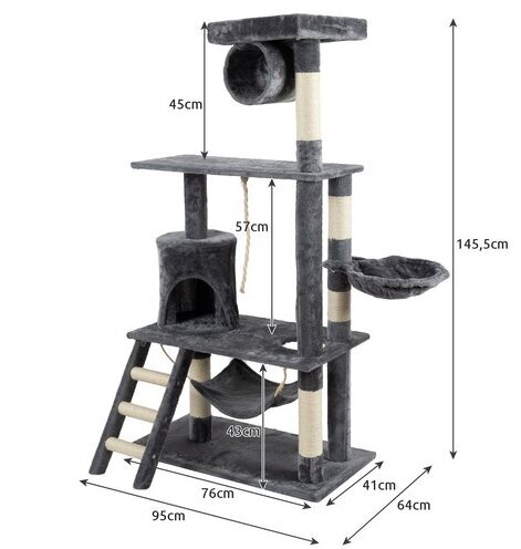 Kissan raapimiskone/talo - 141cm, Purlov hinta ja tiedot | Raapimispuut ja kiipeilypuut | hobbyhall.fi